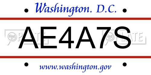 AE4A7S District Of Columbia License Plate
