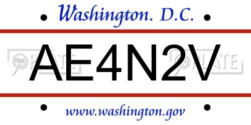 AE4N2V District Of Columbia License Plate
