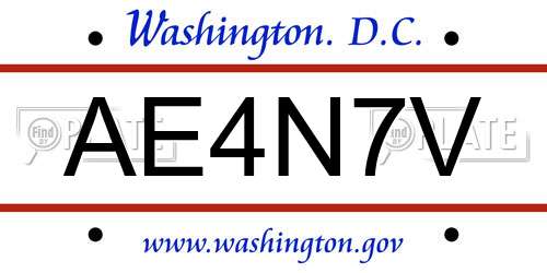 AE4N7V District Of Columbia License Plate