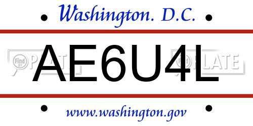 AE6U4L District Of Columbia License Plate