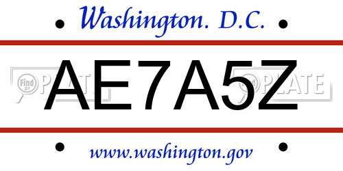 AE7A5Z District Of Columbia License Plate