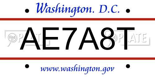 AE7A8T District Of Columbia License Plate