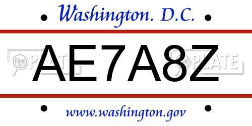 AE7A8Z District Of Columbia License Plate