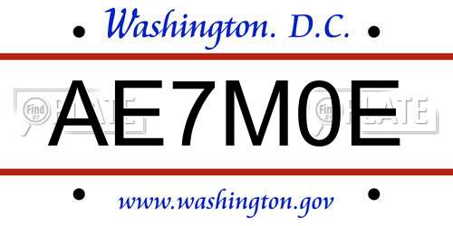 AE7M0E District Of Columbia License Plate