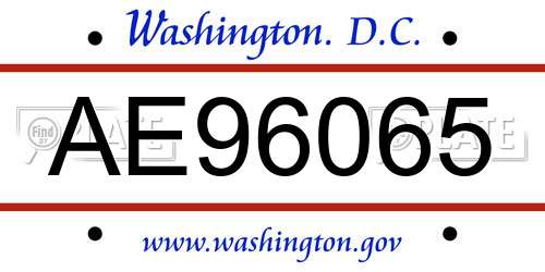 AE96065 District Of Columbia License Plate
