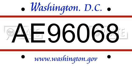 AE96068 District Of Columbia License Plate