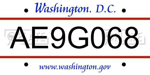 AE9G068 District Of Columbia License Plate