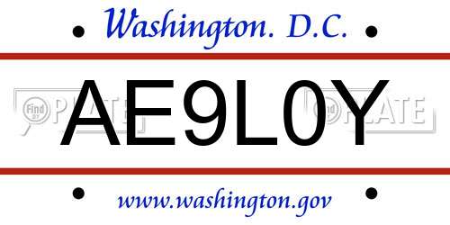 AE9L0Y District Of Columbia License Plate