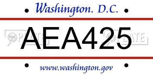 AEA425 District Of Columbia License Plate