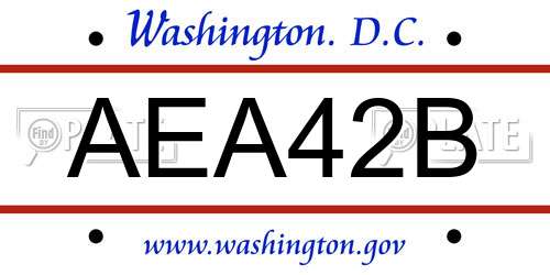 AEA42B District Of Columbia License Plate