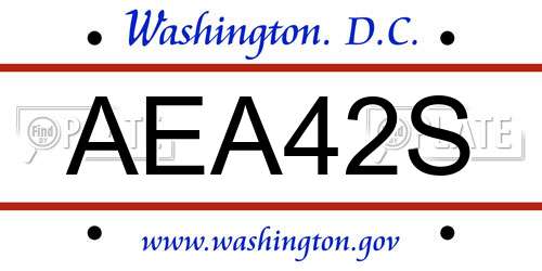 AEA42S District Of Columbia License Plate