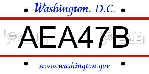 AEA47B District Of Columbia License Plate