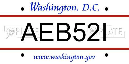 AEB52I District Of Columbia License Plate