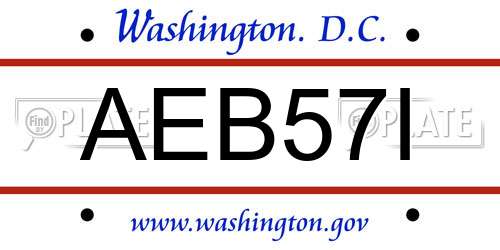 AEB57I District Of Columbia License Plate