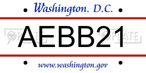 AEBB21 District Of Columbia License Plate