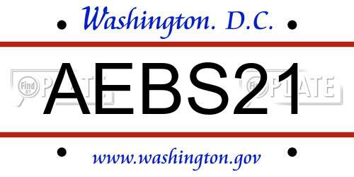 AEBS21 District Of Columbia License Plate