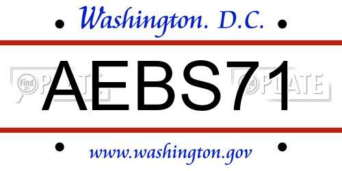 AEBS71 District Of Columbia License Plate