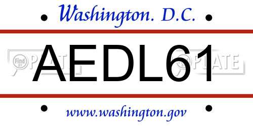 AEDL61 District Of Columbia License Plate