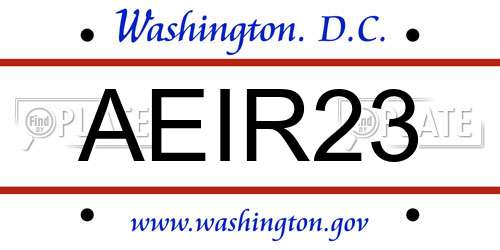 AEIR23 District Of Columbia License Plate