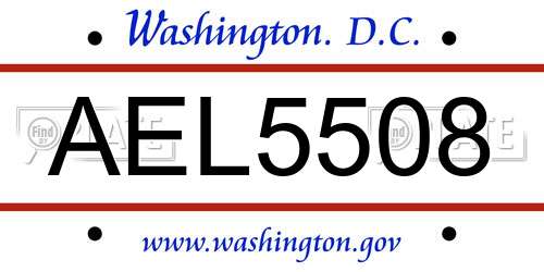AEL5508 District Of Columbia License Plate