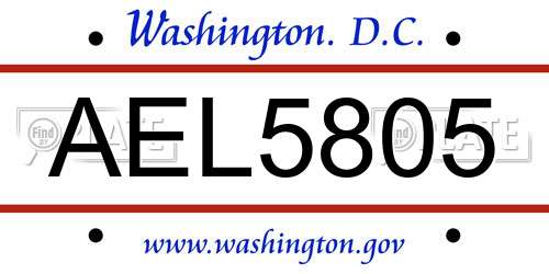 AEL5805 District Of Columbia License Plate