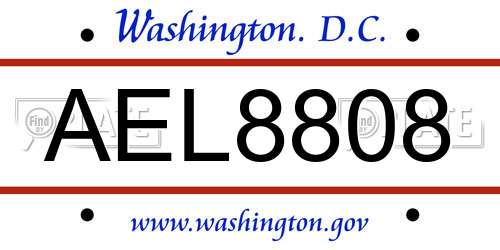AEL8808 District Of Columbia License Plate