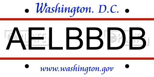 AELBBDB District Of Columbia License Plate