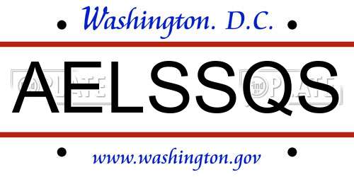 AELSSQS District Of Columbia License Plate