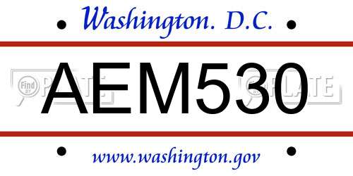 AEM530 District Of Columbia License Plate