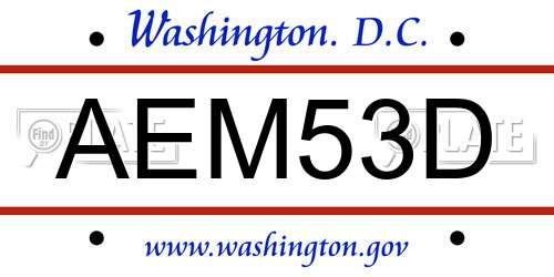 AEM53D District Of Columbia License Plate