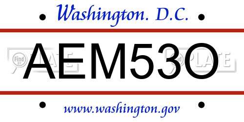 AEM53O District Of Columbia License Plate