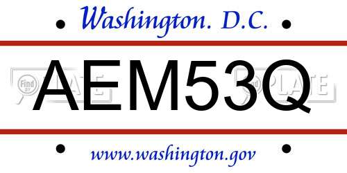 AEM53Q District Of Columbia License Plate