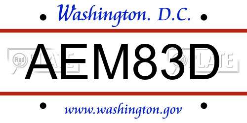 AEM83D District Of Columbia License Plate