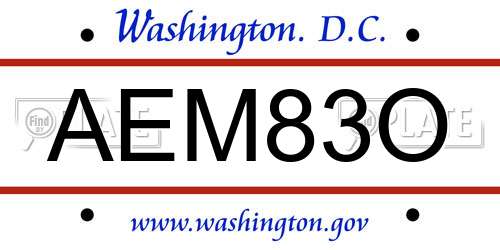 AEM83O District Of Columbia License Plate