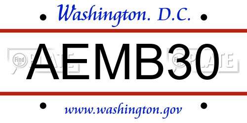 AEMB30 District Of Columbia License Plate