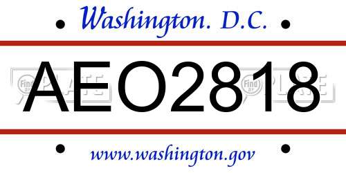 AEO2818 District Of Columbia License Plate