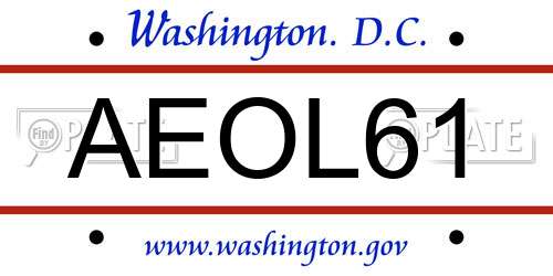 AEOL61 District Of Columbia License Plate
