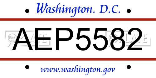 AEP5582 District Of Columbia License Plate