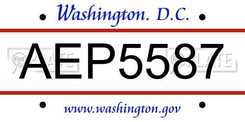 AEP5587 District Of Columbia License Plate