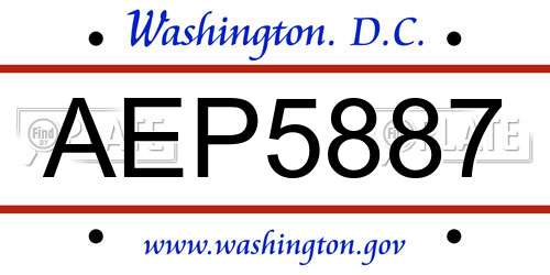 AEP5887 District Of Columbia License Plate