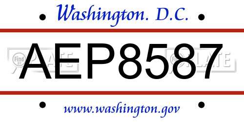 AEP8587 District Of Columbia License Plate