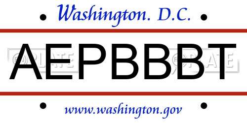 AEPBBBT District Of Columbia License Plate