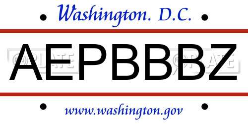 AEPBBBZ District Of Columbia License Plate