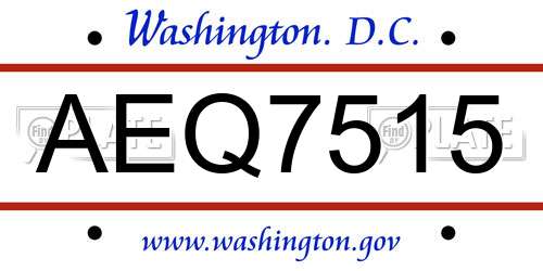 AEQ7515 District Of Columbia License Plate