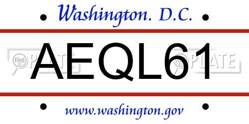 AEQL61 District Of Columbia License Plate
