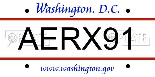 AERX91 District Of Columbia License Plate