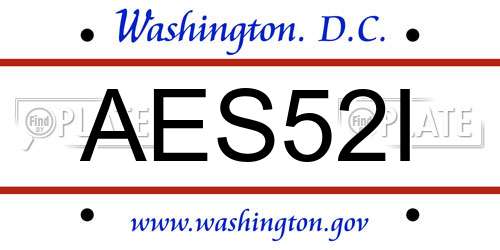 AES52I District Of Columbia License Plate