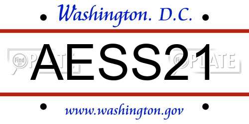 AESS21 District Of Columbia License Plate