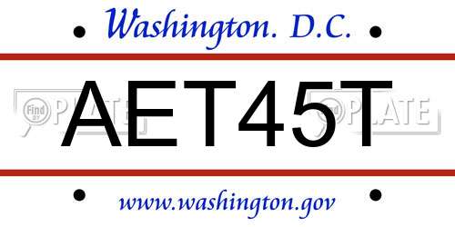AET45T District Of Columbia License Plate