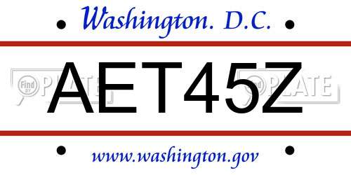 AET45Z District Of Columbia License Plate